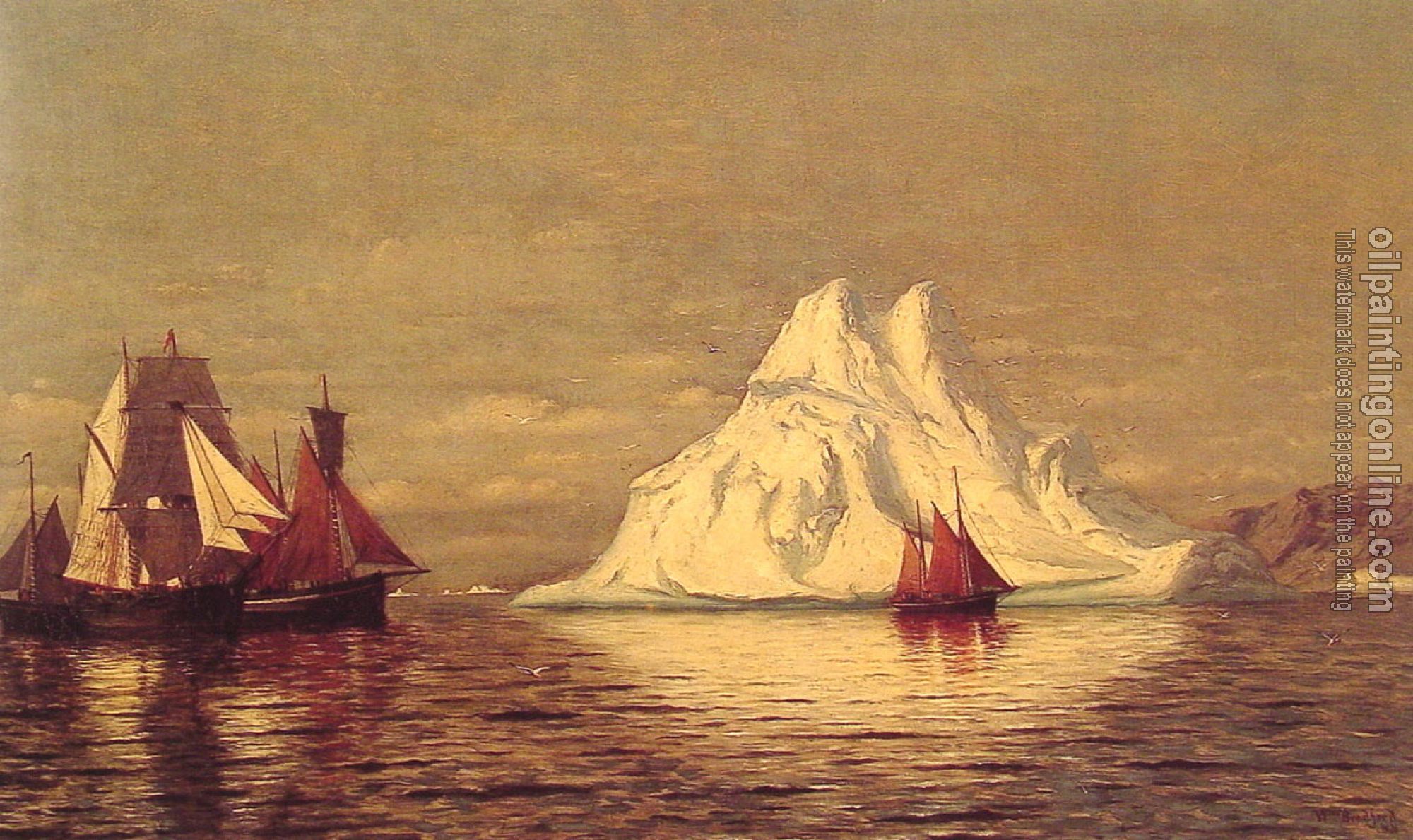 William Bradford - Ships and Iceberg